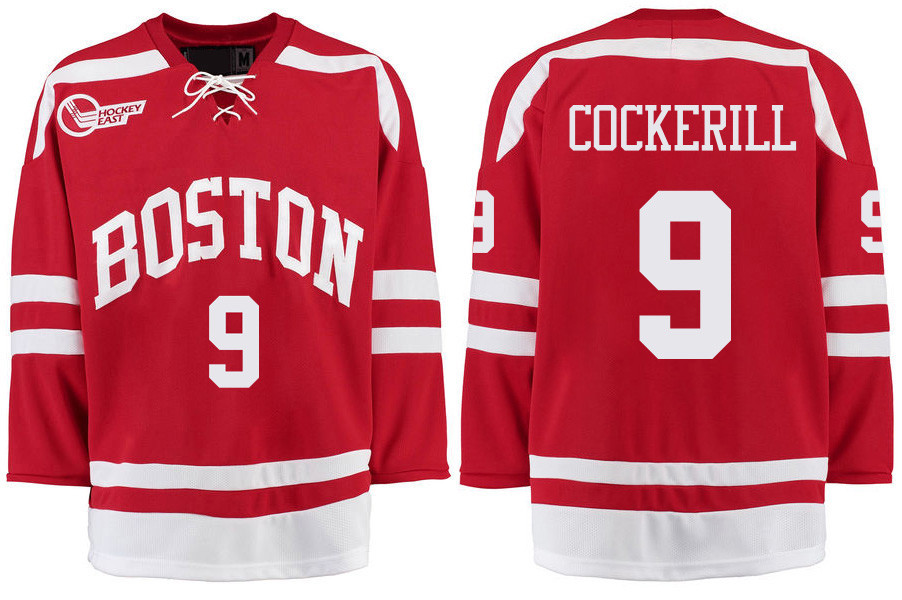 Boston University Terriers BU 9 Logan Cockerill Red Stitched Hockey Jersey Boston University Terriers BU 9 Logan Cockerill Red Stitched Hockey Jersey