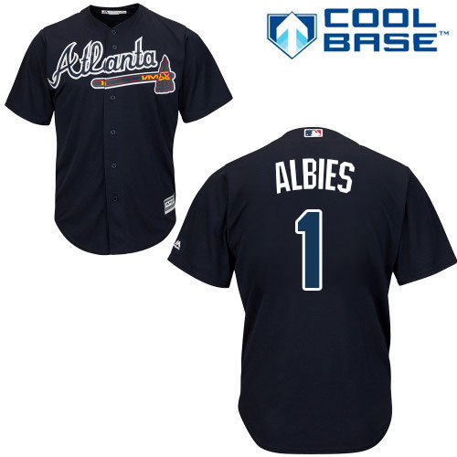 Braves #1 Ozzie Albies Blue New Cool Base Stitched Baseball Jersey