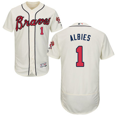Braves #1 Ozzie Albies Cream Flexbase Authentic Collection Stitched Baseball Jersey