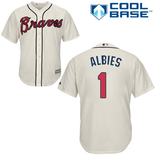 Braves #1 Ozzie Albies Cream New Cool Base Stitched Baseball Jersey