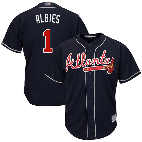 Braves #1 Ozzie Albies Navy Blue Cool Base Stitched Youth Baseball Jersey Braves #1 Ozzie Albies Navy Blue Cool Base Stitched Youth Baseball Jersey