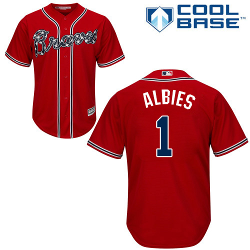 Braves #1 Ozzie Albies Red New Cool Base Stitched Baseball Jersey
