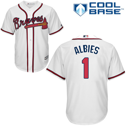 Braves #1 Ozzie Albies White New Cool Base Stitched Baseball Jersey