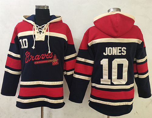 Braves #10 Chipper Jones Navy Blue Sawyer Hooded Sweatshirt MLB Hoodie Braves #10 Chipper Jones Navy Blue Sawyer Hooded Sweatshirt MLB Hoodie
