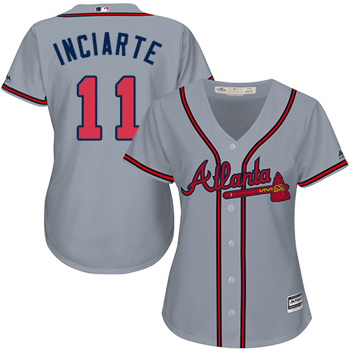 Braves #11 Ender Inciarte Grey Road Women's Stitched MLB Jersey Braves #11 Ender Inciarte Grey Road Women's Stitched MLB Jersey