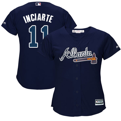 Braves #11 Ender Inciarte Navy Blue Alternate Women's Stitched MLB Jersey
