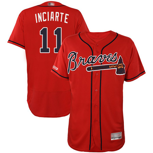 Braves #11 Ender Inciarte Red Flexbase Authentic Collection Stitched Baseball Jersey