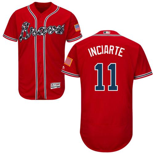 Braves #11 Ender Inciarte Red Flexbase Authentic Collection Stitched MLB Jersey
