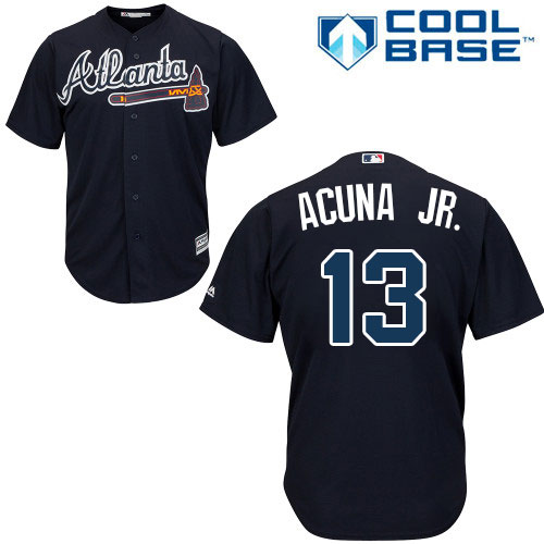 Braves #13 Ronald Acuna Jr. Blue New Cool Base Stitched Baseball Jersey