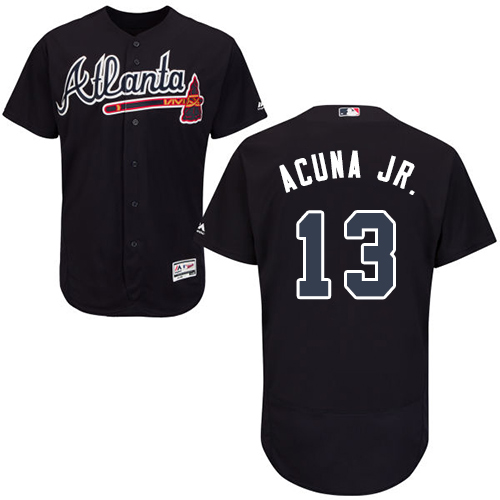 Braves #13 Ronald Acuna Jr. Navy Blue Flexbase Authentic Collection Stitched Baseball Jersey