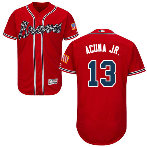 Braves #13 Ronald Acuna Jr. Red Flexbase Authentic Collection Stitched Baseball Jersey