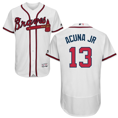 Braves #13 Ronald Acuna Jr. White Flexbase Authentic Collection Stitched Baseball Jersey