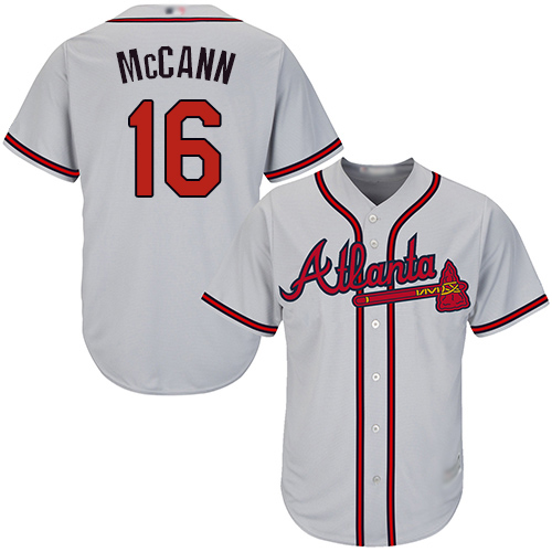 Braves #16 Brian McCann Grey Cool Base Stitched Youth Baseball Jersey Braves #16 Brian McCann Grey Cool Base Stitched Youth Baseball Jersey
