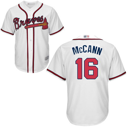 Braves #16 Brian McCann White Cool Base Stitched Youth Baseball Jersey Braves #16 Brian McCann White Cool Base Stitched Youth Baseball Jersey