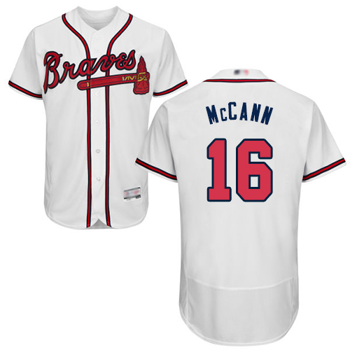 Braves #16 Brian McCann White Flexbase Authentic Collection Stitched Baseball Jersey