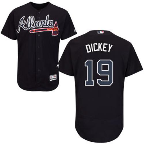 Braves #19 R.A. Dickey Navy Blue Flexbase Authentic Collection Stitched MLB Jersey