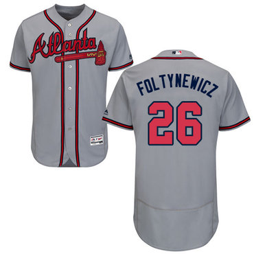 Braves #26 Mike Foltynewicz Grey Flexbase Authentic Collection Stitched Baseball Jersey