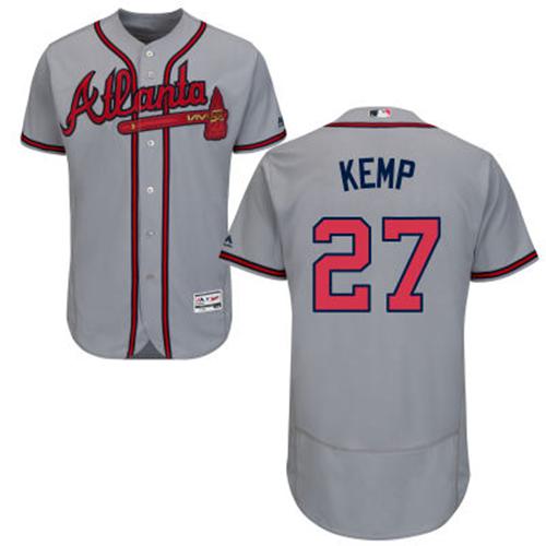 Braves #27 Matt Kemp Grey Flexbase Authentic Collection Stitched MLB Jersey