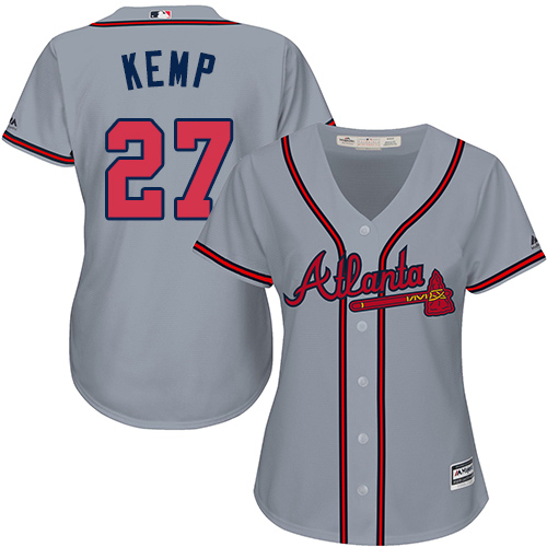 Braves #27 Matt Kemp Grey Road Women's Stitched MLB Jersey