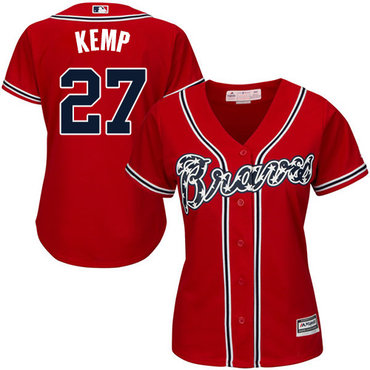 Braves #27 Matt Kemp Red Alternate Women's Stitched MLB Jersey