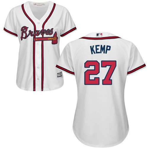 Braves #27 Matt Kemp White Home Women's Stitched MLB Jersey