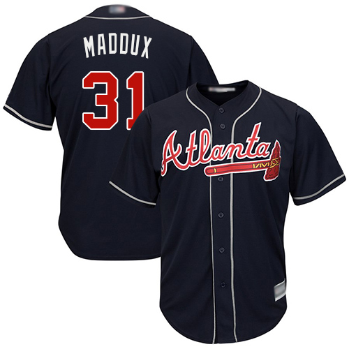 Braves #31 Greg Maddux Navy Blue Cool Base Stitched Youth Baseball Jersey Braves #31 Greg Maddux Navy Blue Cool Base Stitched Youth Baseball Jersey