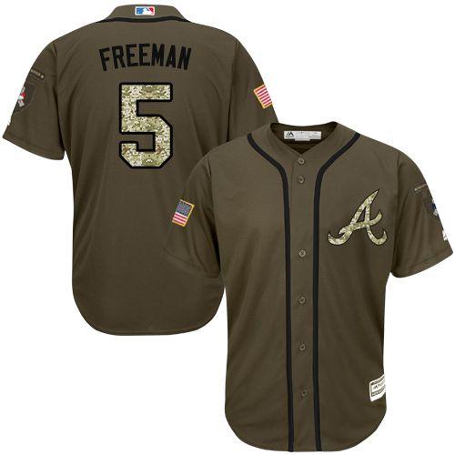 Braves #5 Freddie Freeman Green Salute to Service Stitched Youth MLB Jersey Braves #5 Freddie Freeman Green Salute to Service Stitched Youth MLB Jersey