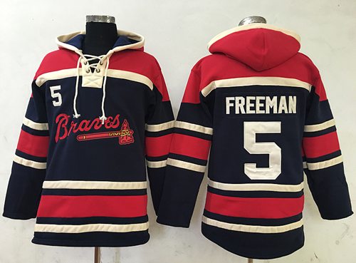 Braves #5 Freddie Freeman Navy Blue Sawyer Hooded Sweatshirt MLB Hoodie Braves #5 Freddie Freeman Navy Blue Sawyer Hooded Sweatshirt MLB Hoodie