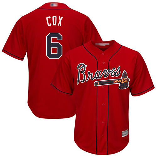 Braves #6 Bobby Cox Red Cool Base Stitched Youth Baseball Jersey Braves #6 Bobby Cox Red Cool Base Stitched Youth Baseball Jersey
