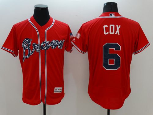Braves #6 Bobby Cox Red Flexbase Authentic Collection Stitched MLB Jersey