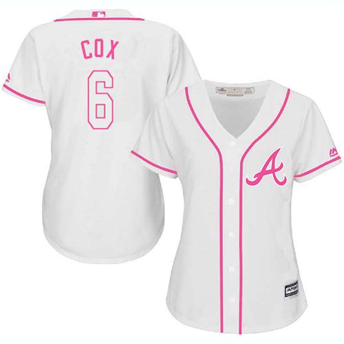 Braves #6 Bobby Cox White Pink Fashion Women's Stitched MLB Jersey Braves #6 Bobby Cox White Pink Fashion Women's Stitched MLB Jersey