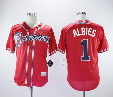 Braves 1 Ozzie Albies Red Cool Base Jersey