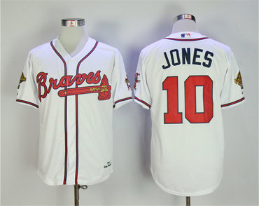 Braves 10 Chipper Jones White 1995 Throwback Jersey