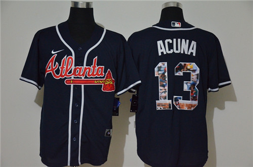 Braves 13 Ronald Acuna Jr. Navy Nike Cool Base Player Jersey