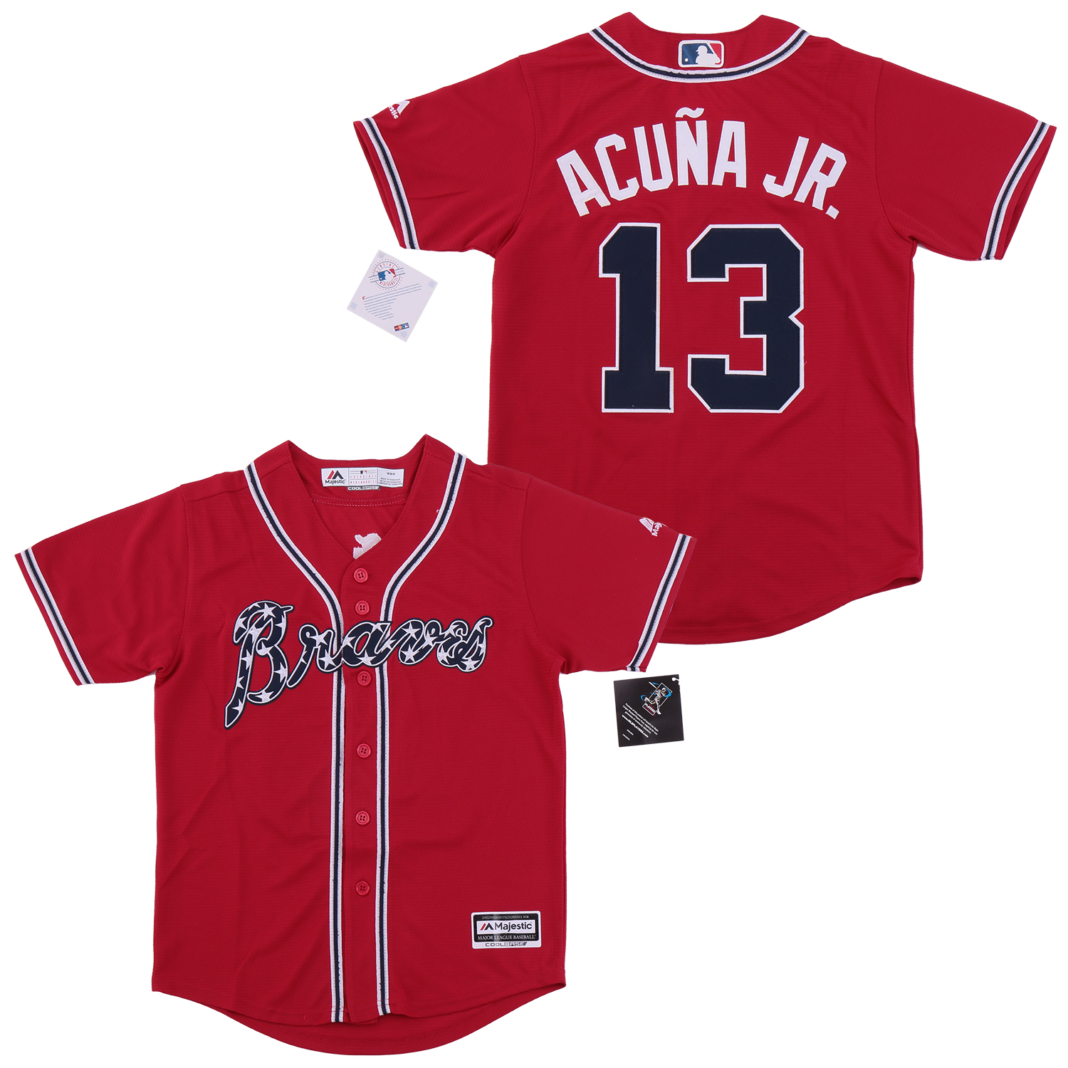 Braves 13 Ronald Acuna Jr. Red Youth Cool Base Jersey Braves 13 Ronald Acuna Jr. Red Youth Cool Base Jersey
