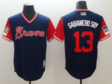 Braves 13 Ronald Acuna Jr. Sabanero Soy Navy 2018 Players' Weekend Authentic Team Jersey