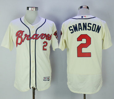 Braves 2 Dansby Swanson Cream Flexbase Jersey