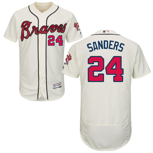 Braves 24 Deion Sanders Cream Flexbase Jersey
