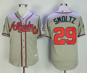 Braves 29 John Smoltz Gray Throwback Jersey