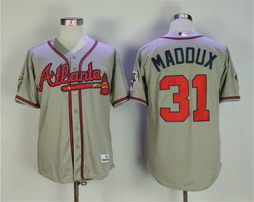 Braves 31 Greg Maddux Gray 1995 Throwback Jersey