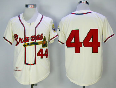 Braves 44 Hank Aaron Cream 1957 Mitchell & Ness Jersey