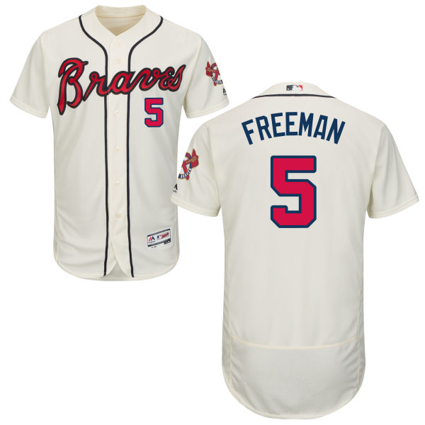 Braves 5 Freddie Freeman Cream Flexbase Jersey