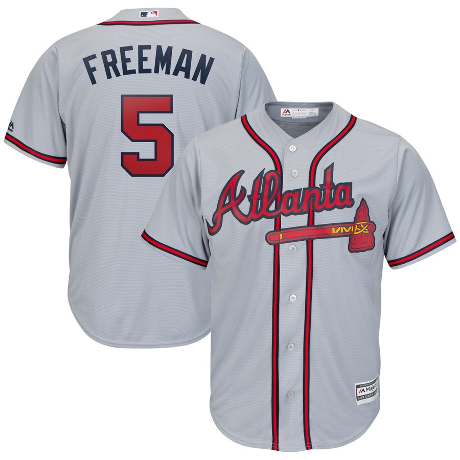 Braves 5 Freddie Freeman Gray Cool Base Jersey