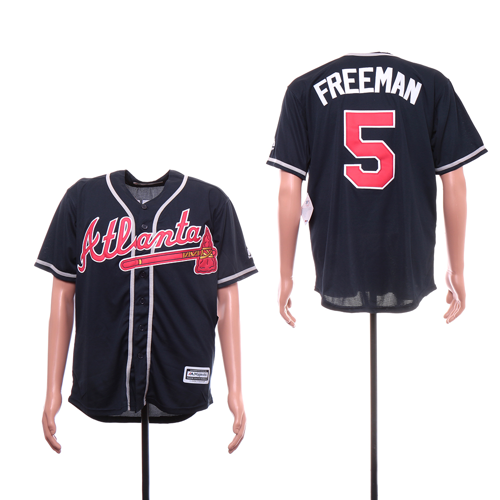 Braves 5 Freddie Freeman Navy Cool Base Jersey