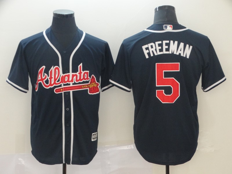 Braves 5 Freddie Freeman Navy Cool Base Jersey