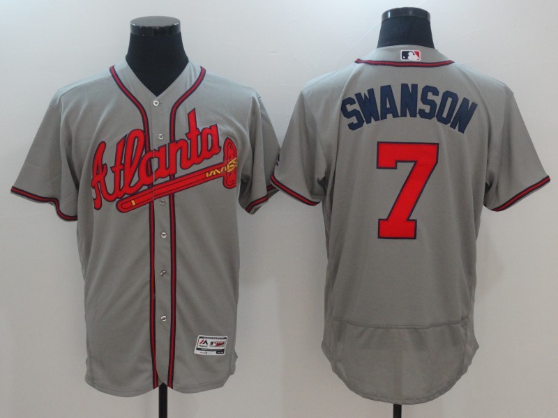 Braves 7 Dansby Swanson Gray Flexbase Jersey