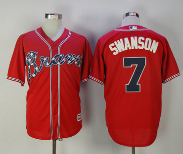 Braves 7 Dansby Swanson Red Cool Base Jersey