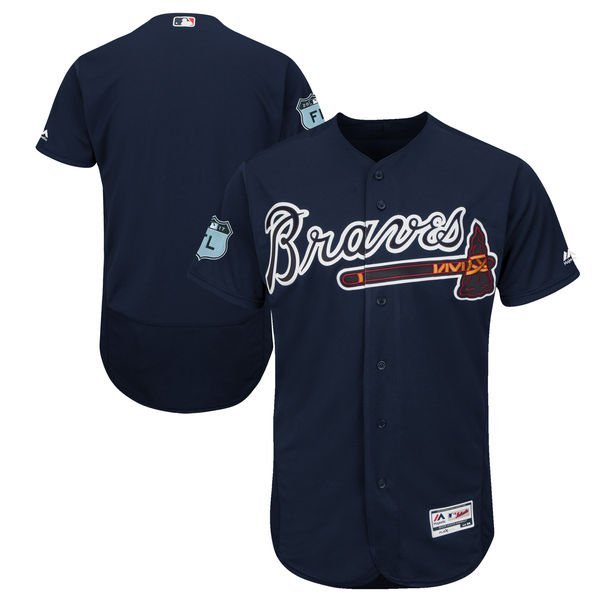 Braves Blank Navy 2017 Spring Training Flexbase Jersey