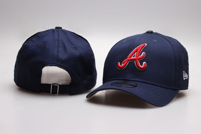 Braves Red Team Logo Navy Adjustable Hat YP