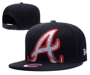 Braves Sequins Logo Black Adjustable Hat YD